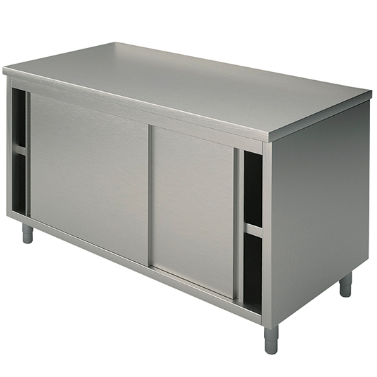tavolo armadiato neutro con porte scorrevoli, senza alzatina, 1500x600 mm