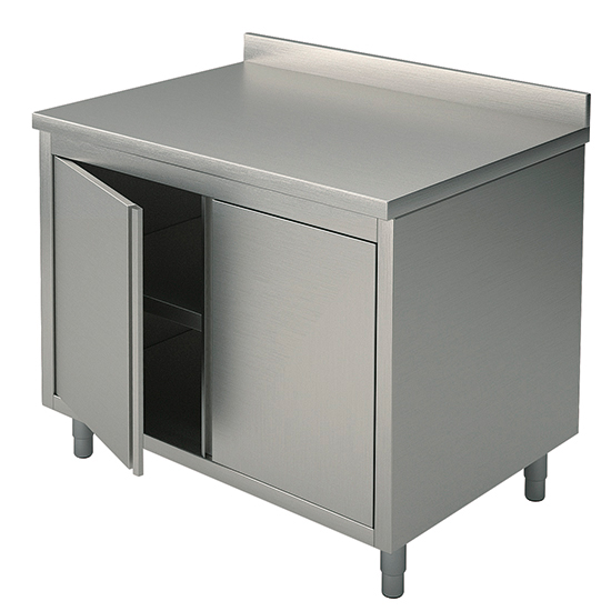 Tavolo armadiato neutro con porte battenti e alzatina, 900x600 mm