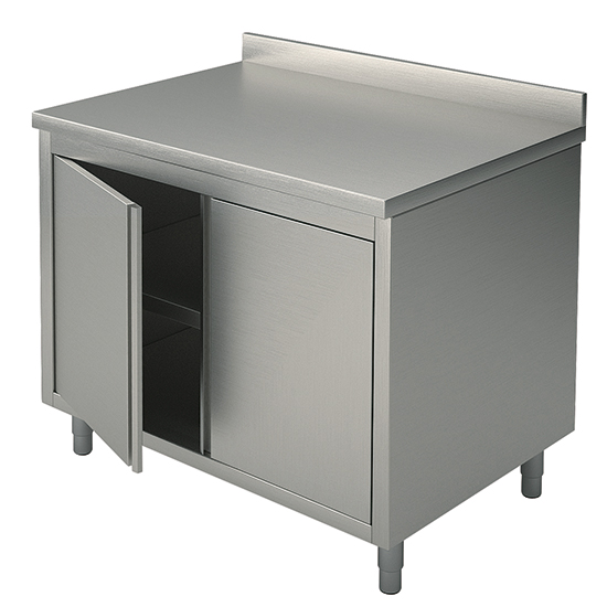 tavolo armadiato neutro con porte battenti, con alzatina, 900x700 mm