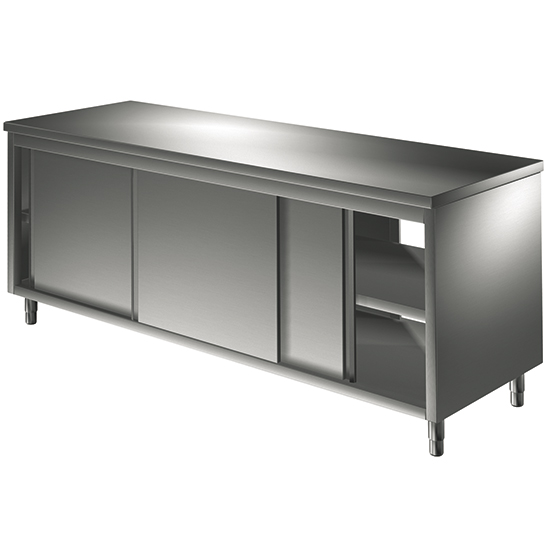 Tavolo armadiato neutro passante con porte scorrevoli, 1200x600 mm