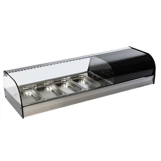 Vetrinetta tapas refrigerata, 4x GN1/3 altezza 40 mm.