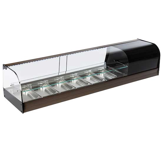 Vetrinetta tapas refrigerata a 2 piani, 6x GN1/3 altezza 40 mm.