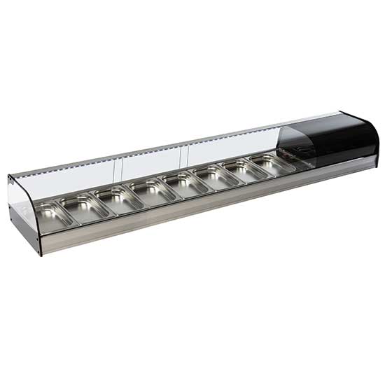 Vetrinetta tapas refrigerata, 8x GN1/3 altezza 40 mm.