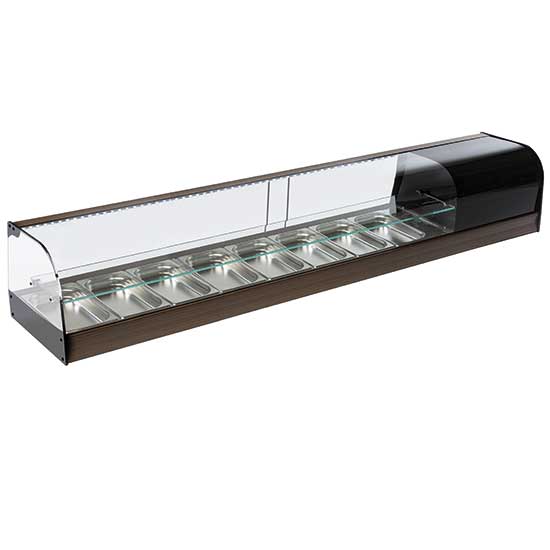 Vetrinetta tapas refrigerata a 2 piani, 8x GN1/3 altezza 40mm.