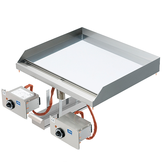 fry top elettrico ad incasso, piastra cromata liscia