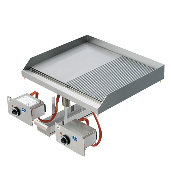 fry top elettrico ad incasso, piastra liscia e rigata