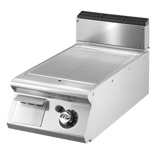 Fry-top gas con piano stampato piastra rigata da banco