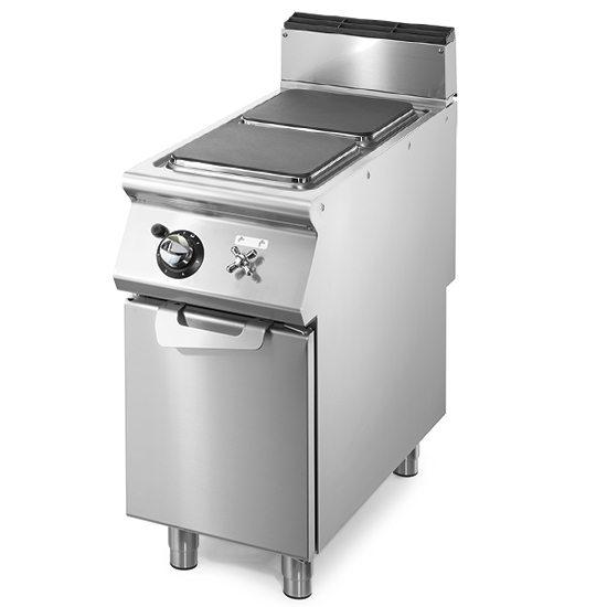 Cucina elettrica, versione su base armadiata, 2 piastre quadre in ghisa