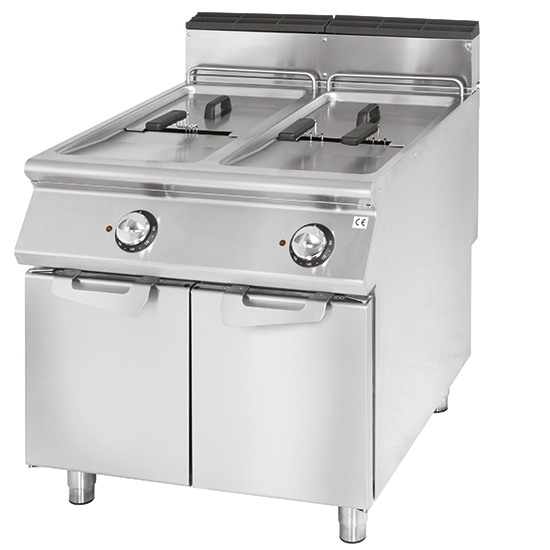 Friggitrice elettrica professionale 2 vasche capacità 17+17 lt su armadio chiuso