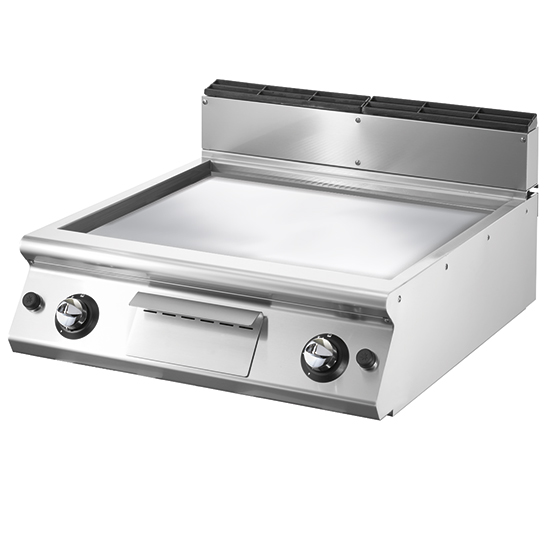 Fry-top gas professionale piastra liscia cromata da banco