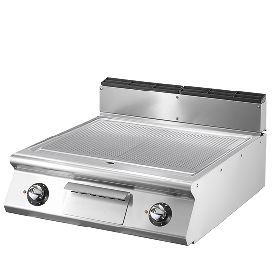 Fry-top elet. con piano stampato piastra rigata da banco