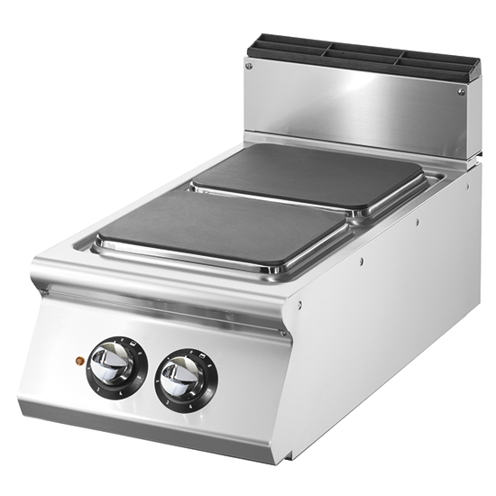 Cucina elettrica, versione top, 2 piastre quadre in ghisa