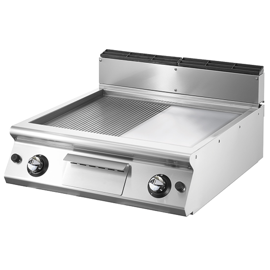 Fry-top gas versione top, piastra 2/3 liscia e 1/3 rigata